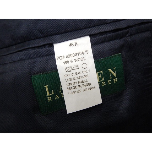 Lauren by Ralph Lauren Blazer‎ Blue Pinstripe Men's Size 46R 100% Wool 2 Button - Picture 5 of 10